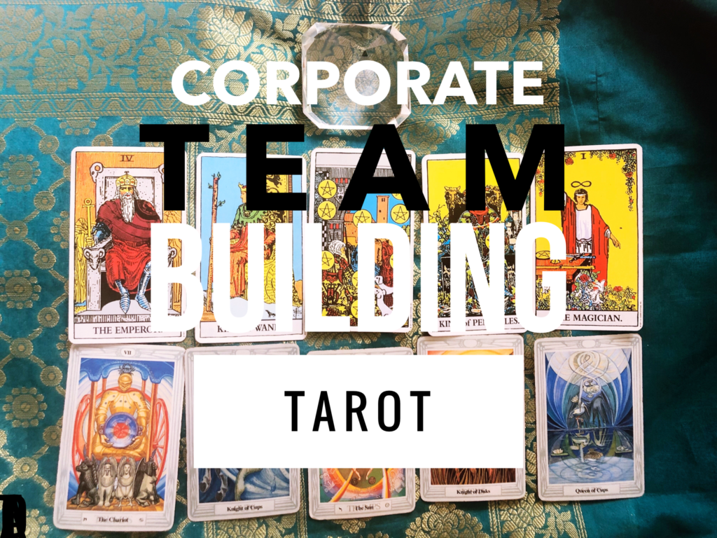 Corporate team building  words with Tarot cards Reading